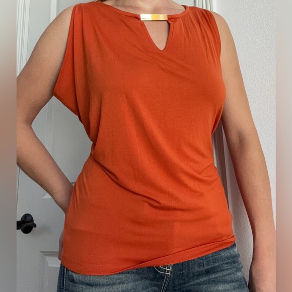 Michael Kors Flowy Burnt Orange Tank - Picture 1 of 4